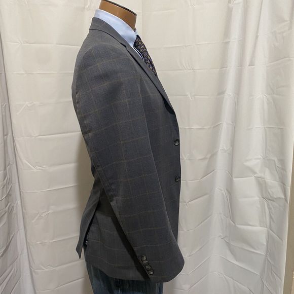 Penguin Men's Blazer 38S* Gray‎ Windowpane Wool Blend Sport Coat - Picture 8 of 12